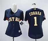 Women Astros 1 Carlos Correa Navy 2018 Gold Program Cool Base Stitched Baseball Jerseys,baseball caps,new era cap wholesale,wholesale hats